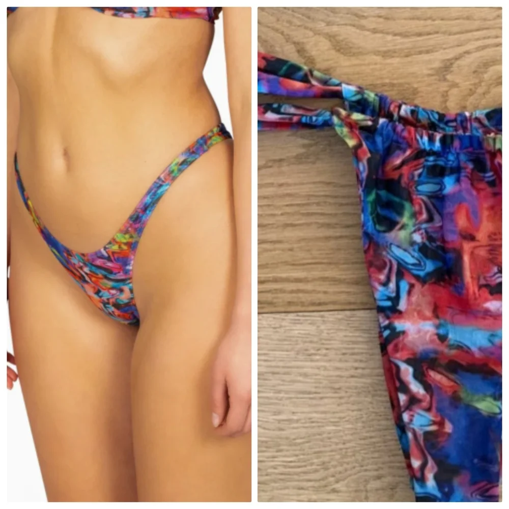 Gonza Virginia SET: Multi Color Art Print Bra + Bottom Bikini Set M - Picture 4 of 11